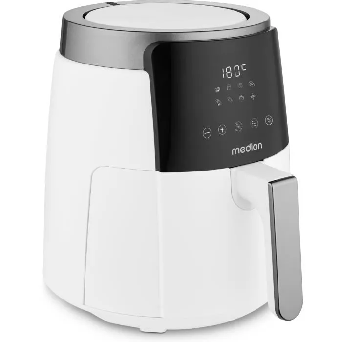 Medion MD13030 Friteuse à air chaud digitale Airfryer - 4.7 L - 1500 W - Minuterie 60 min - 8 programmes - 200 °C - Écran tactile - Blanc