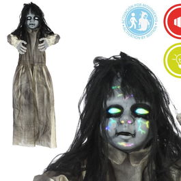 Figurine Fantôme Suspension Effrayante avec Détecteur de Mouvement, Lumière et Son - 120x90 cm - Décoration Horreur Halloween