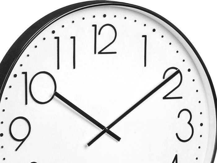 Giftdecor Horloge Ronde 50 cm Simple Lot Assorti Noir et Argent Plastique et Verre (Set de 6)