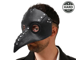 Masque noir de médecin de la peste en PVC rigide - Accessoire pour déguisement Halloween, cosplay gothique ou steampunk