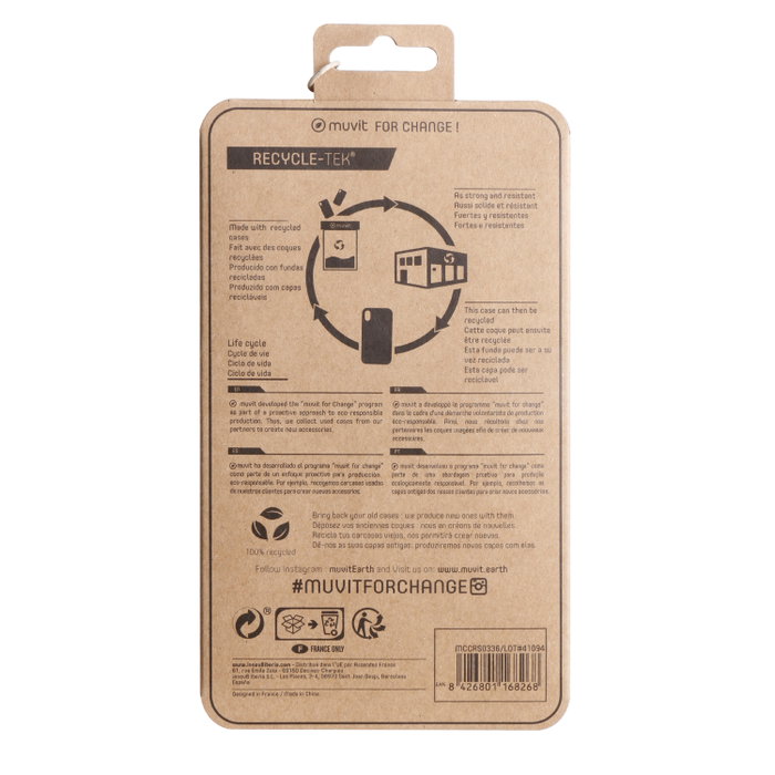 Muvit Recycletek Coque de Protection pour Apple iPhone 14 – 100% Recyclée et Recyclable