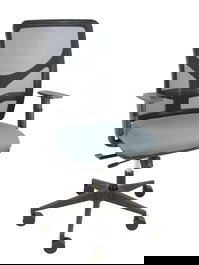 Chaise Motilla Synchrone/Traslack tissu Gris Maille Noir Base pyramidale noire Accoudoir 1D Sans appui-tête Roulettes 65mm nylon