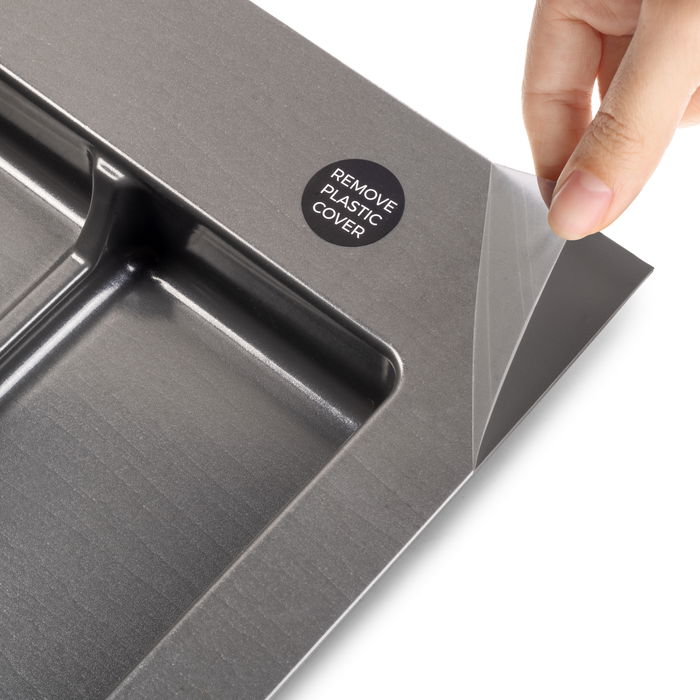 Emuca Kit poubelle de tri sélectif pour tiroir de cuisine avec socle Recycle hauteur 216mm, 1x12litres, 2x6litres, module 600mm, Plastique gris anthracite