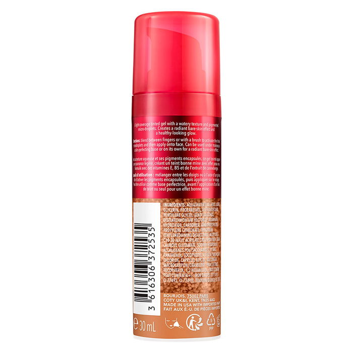 Bourjois Healthy Mix Glow Tint Essence #005 - Fond de teint essence teintée effet glow, couvrance légère, longue tenue, soin hydratant vegan, bronze moyen, 30 ml