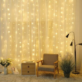 Bambasy Rideau LED lumineuse 1x1,2M Lumière chaude