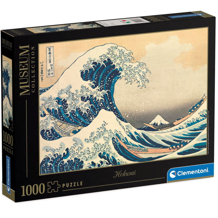 CLEMENTONI Puzzle 1000 Pièces La Grande Vague de Kanagawa Collection Musée Hokusai - Dimensions Assemblé 69 x 50 cm