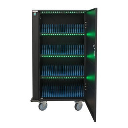 Techly I-CABINET-80DUTY - Station de recharge mobile avec chariot, 80 ports USB 2.1A, pour tablettes, smartphones et ordinateurs portables