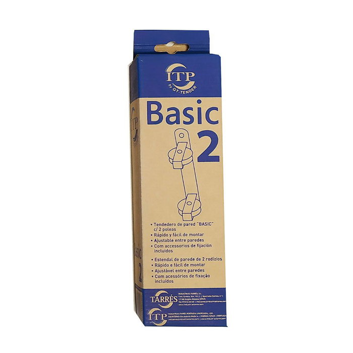 Sèche-linge mural Basic avec 2 poulies blanc 25 x 5 x 5 cm