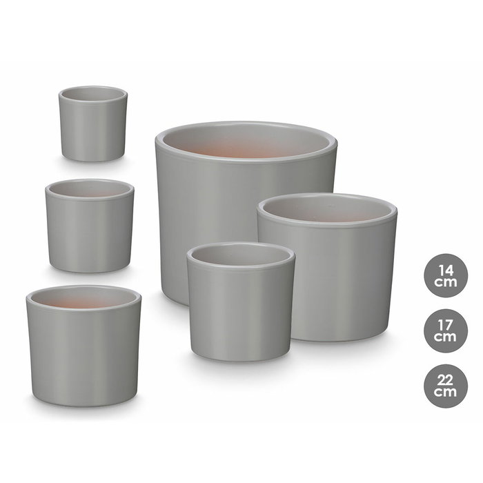 IBERGARDEN Set de 3 maceteros cylindriques gris mat IBERGARDEN Set de 3 maceteros cylindriques gris mat