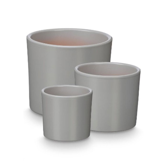 IBERGARDEN Set de 3 maceteros cylindriques gris mat IBERGARDEN Set de 3 maceteros cylindriques gris mat