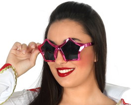 Lunettes Étoile Fuchsia Métallique Look Pop ou Disco