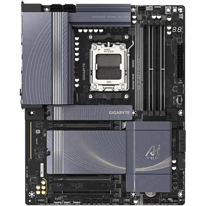 GIGABYTE Carte mère B850 AI TOP ATX - Chipset AMD B850 - Compatible DDR5, PCIe 5.0, WiFi 7 - Pour Gaming et Création