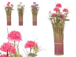 Ibergarden Ramillete Margarita 5 Fleurs Assorties - 20x48x20 cm, Plastique et Corde, Blanc/Rose/Violet (Set de 6)
