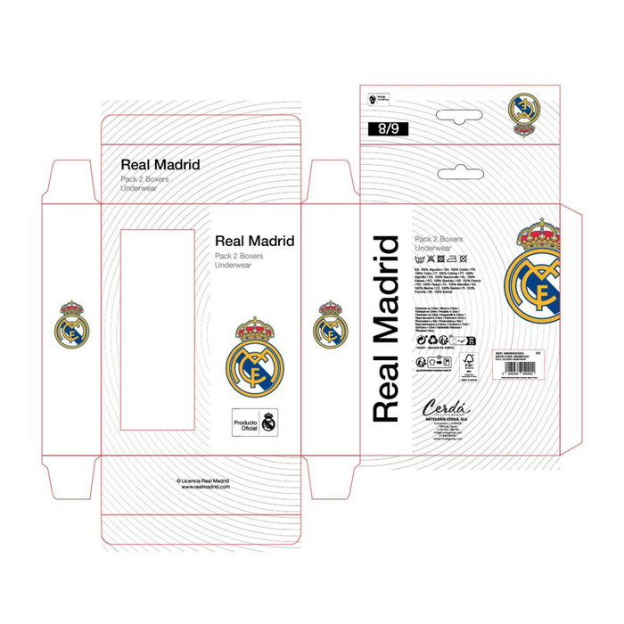 Cerdá Pack Boxer Single Jersey 2 Pièces Real Madrid T08/10