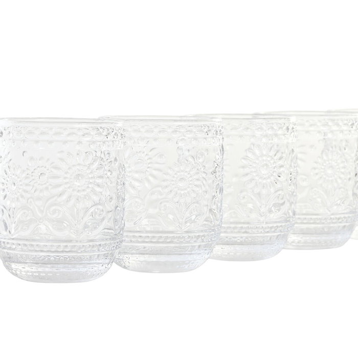 Set de Verres Home ESPRIT Transparent Verre Avec relief 360 ml (6 Unités)