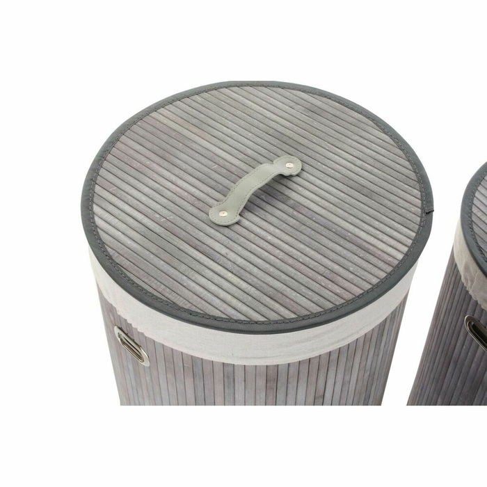 Lot de paniers DKD Home Decor Beige Gris Bambou 38 x 38 x 60 cm 3 Pièces