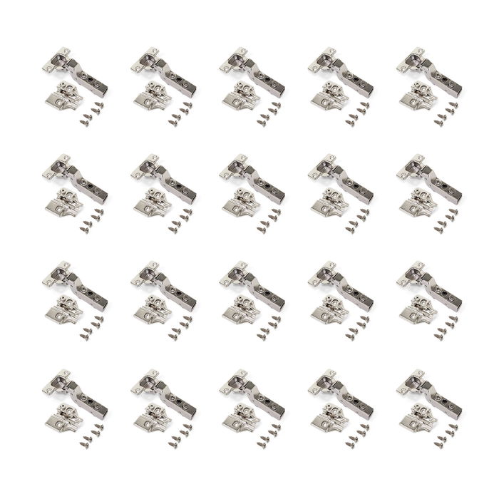 Emuca Lot de 20 charnières super coudées X91N avec embases à visser, Hauteur 0, Acier, Nickelé Emuca Lot de 20 charnières super coudées X91N avec embases à visser, Hauteur 0, Acier, Nickelé