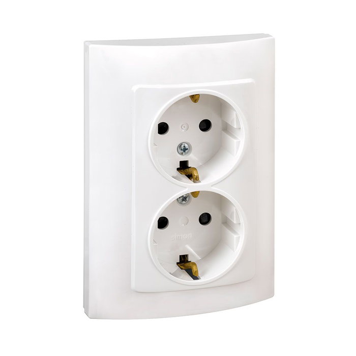 Simon Série 10 Double prise avec terre et cadre blanc - Plastique IP20 230V 16A Simon Série 10 Double prise avec terre et cadre blanc - Plastique IP20 230V 16A