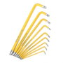 Workpro Jeu de 9 clés Torx de sécurité longues, acier chromé-vanadium, T10 à T50, jaune