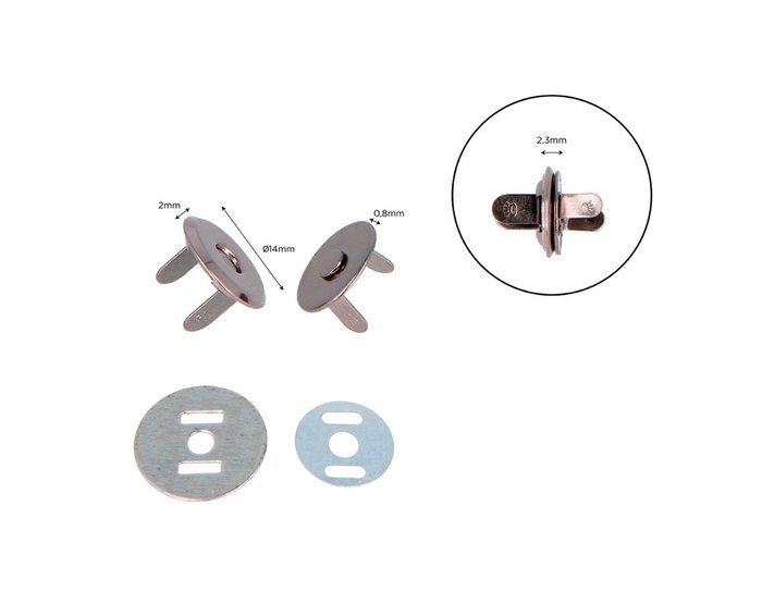 Innspiro Fermoir Magnétique Rond en Laiton Nickel Noir 14 mm (Lot de 5)