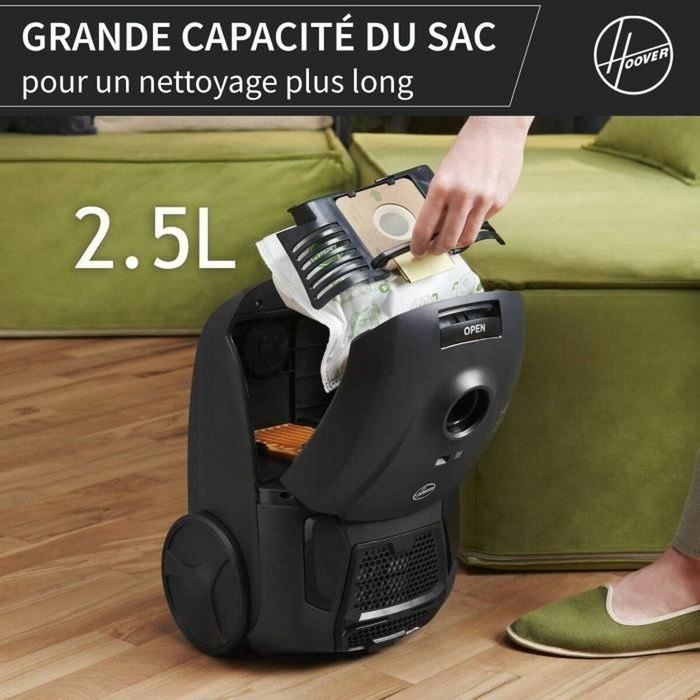 Hoover HE1 Aspirateur Traineau avec Sac, 700 W, Gris et Noir Hoover HE1 Aspirateur Traineau avec Sac, 700 W, Gris et Noir