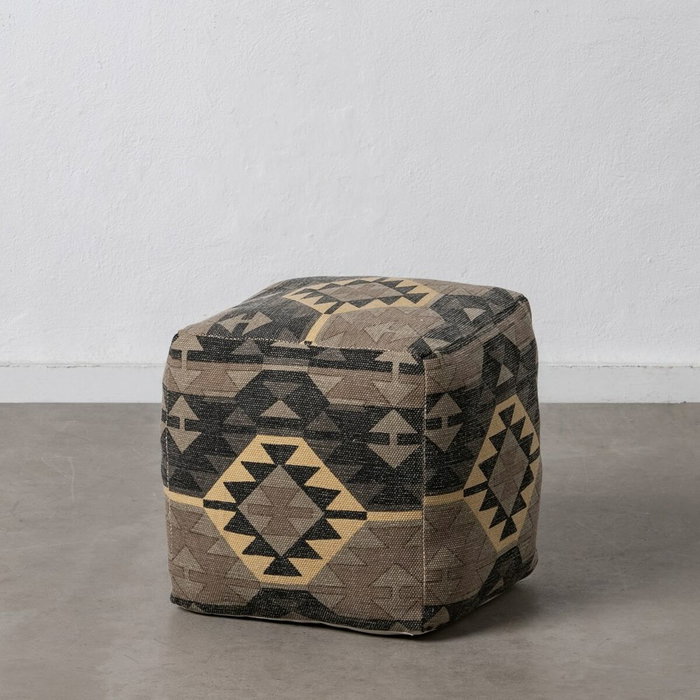 BigBuy Home Pouf Noir Taupe 45 x 45 x 45 cm