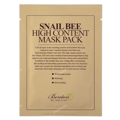 Benton SNAIL BEE HIGH CONTENT Masque facial 20 ml Benton SNAIL BEE HIGH CONTENT Masque facial 20 ml