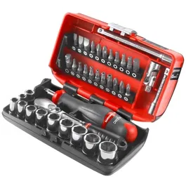 Facom RL.NANO1PB - Coffret de 38 douilles 1/4'' 6 pans métriques de 5,5 à 14 mm pour maintenance et logistique