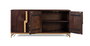 GINER Y COLOMER Dora2 - Buffet en bois de manguier massif 4 portes, détails dorés et pieds métalliques - Coloris noyer - 62x41 cm (porte)