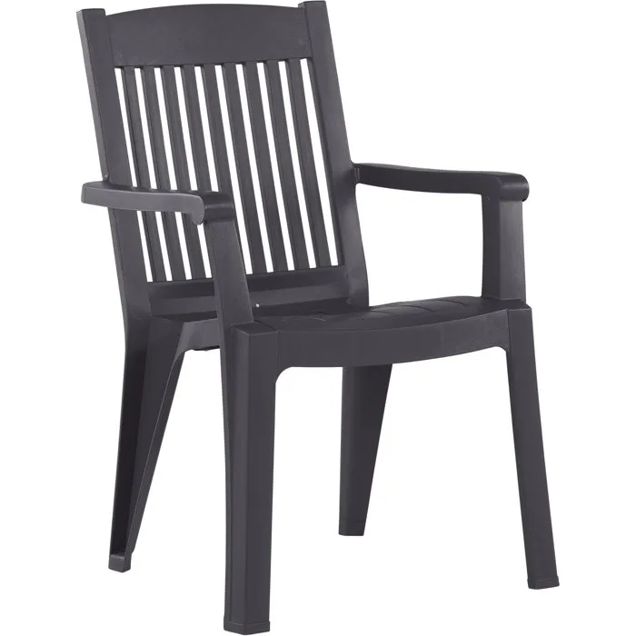 Grosfillex Lot de 2 Fauteuils de Jardin DR Iruba - Anthracite - Résine Tressée - Design Moderne et Résistant aux Intempéries
