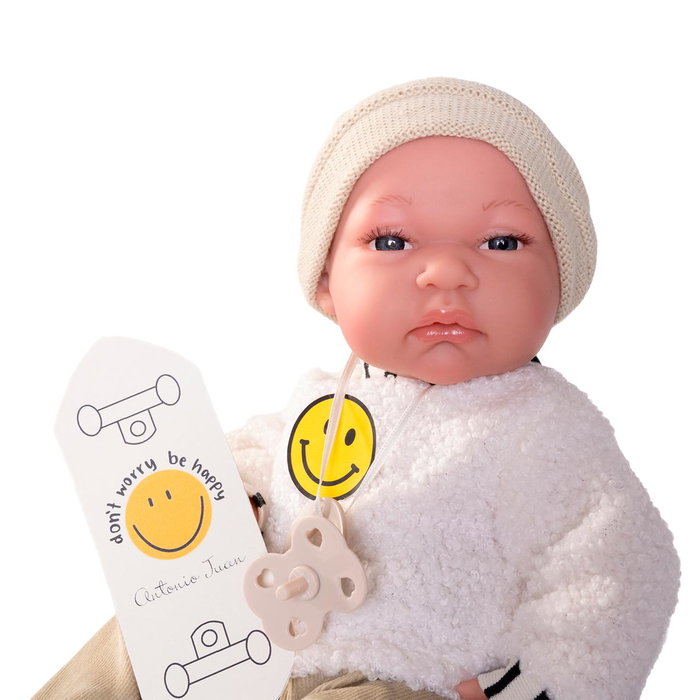Antonio Juan Bébé Réaliste Tonet Smile avec Poussette et Sucette - Multilingue (Anglais, Français, Allemand, Italien, Portugais, Espagnol) - 60149