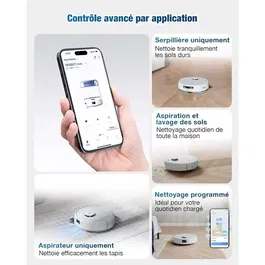 Ecovacs DEEBOT MINI - Aspirateur Robot Laveur Compact (28.6 cm) avec Puissance 9000 Pa, Navigation TrueMapping 2.0, Brosse ZeroTangle 2.0, Séchage à 45°C et Vidage Automatique