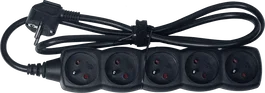 ALGAMLIGHT Règle à 5 Prises sans Interrupteur Noir 1,20m - 230V 16A IP20