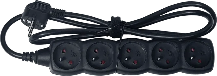 ALGAMLIGHT Règle à 5 Prises sans Interrupteur Noir 1,20m - 230V 16A IP20