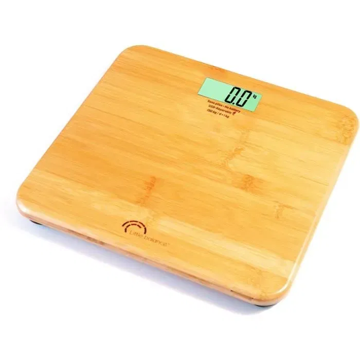 Little Balance 8745 Pese-personne My Bamboo 150 kg Précision 100 g, Plateau Bambou Écologique, Rechargeable USB-C, Pèse-personne Intelligent