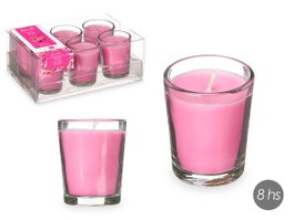 Acorde Lot de 6 Bougies en Verre Parfumées Orchidée Rose 16x6x11 cm (Set de 12)