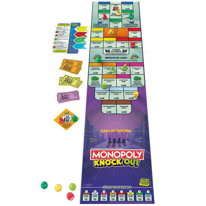 Hasbro Gaming - Jeu de société Monopoly Knockout F8995, jeu de palets et stratégie en 20 minutes, version espagnole, +8 ans