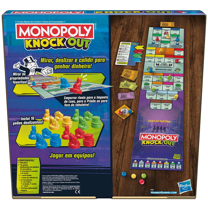 Hasbro Gaming - Jeu de société Monopoly Knockout F8995, jeu de palets et stratégie en 20 minutes, version espagnole, +8 ans