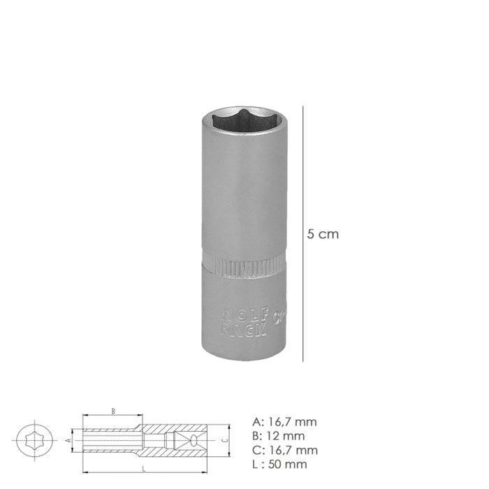 WOLFPACK LINEA PROFESIONAL Clé à douille hexagonale longue 12 mm