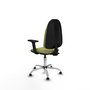 Chaise de bureau Algarra avec mécanisme de contact permanent de base, rembourrée de tissu vert olive. Équipée d'une base chromée, d'accoudoirs 2D et de butées