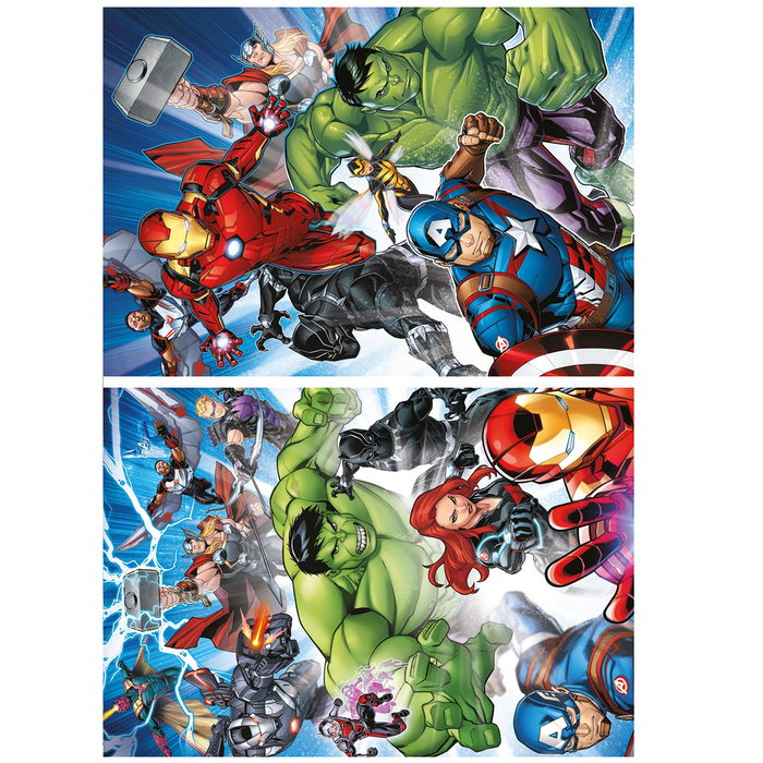 Educa Puzzle Avengers 2x100 Pièces Grandes Pièces, Puzzle pour Enfants à Partir de 6 Ans, Taille Assemblé 40 x 28 cm