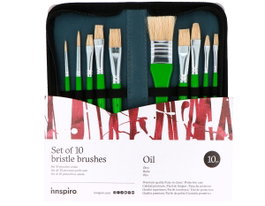 Innspiro Set de 10 pinceaux en poils de cerda avec étui