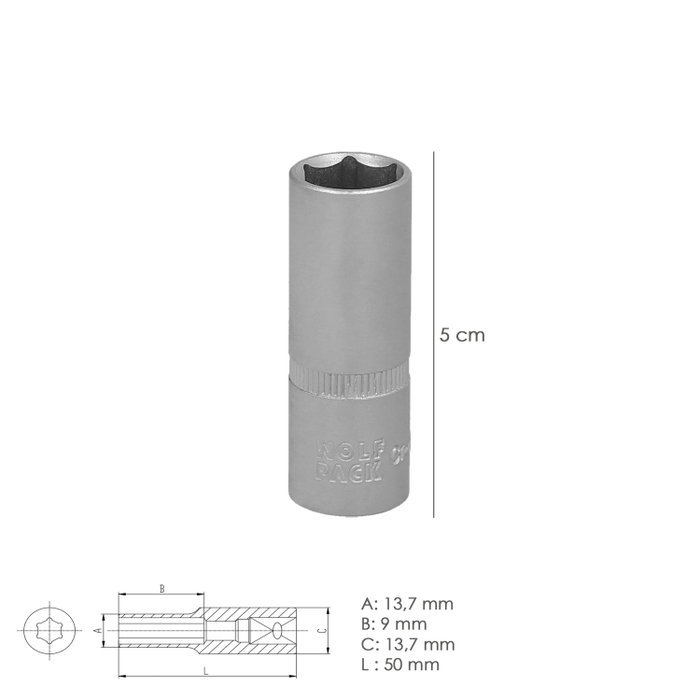 WOLFPACK LINEA PROFESIONAL Douille Hexagonale Longue 10 mm 1/4 pouces