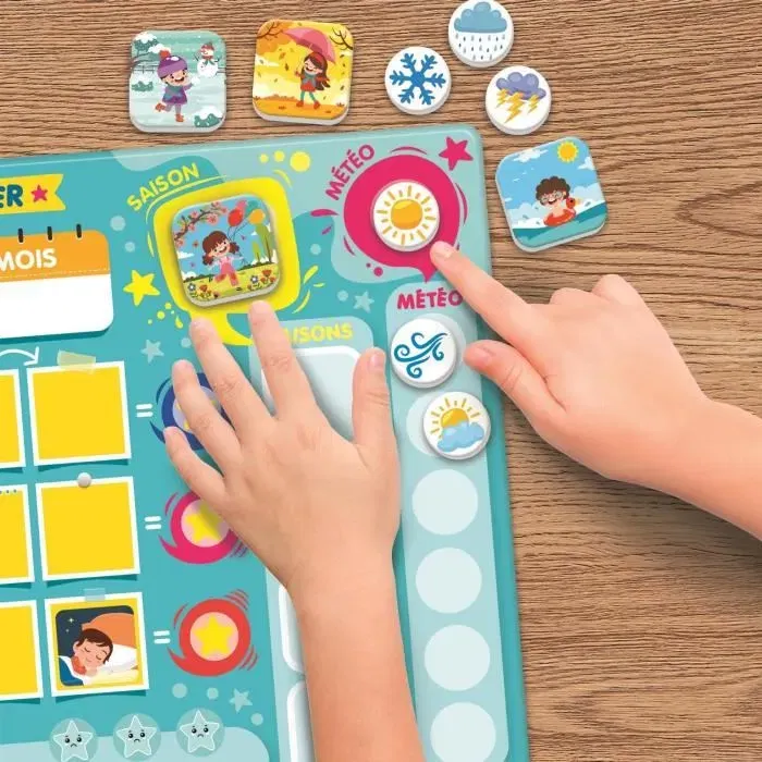 CLEMENTONI Mon Premier Calendrier Magnétique Éducatif pour Enfants avec Magnets, Saison, Date, Météo et Humeur