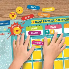 CLEMENTONI Mon Premier Calendrier Magnétique Éducatif pour Enfants avec Magnets, Saison, Date, Météo et Humeur