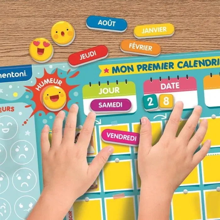 CLEMENTONI Mon Premier Calendrier Magnétique Éducatif pour Enfants avec Magnets, Saison, Date, Météo et Humeur