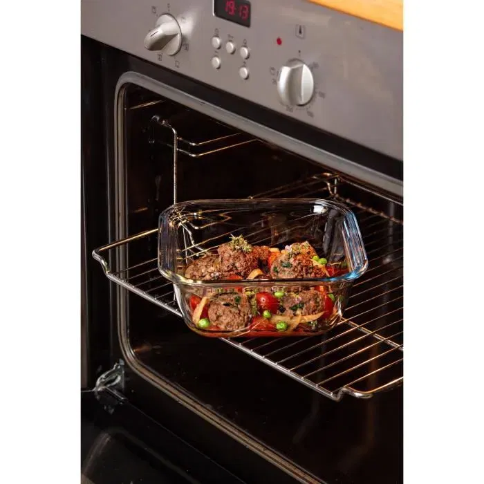 Pyrex 1451030 Plat de conservation béant en verre borosilicate avec couvercle - 16 x 16 cm - 800 ml - Sécurité four et congélateur - Transportable - Empilable