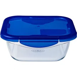 Pyrex 1451030 Plat de conservation béant en verre borosilicate avec couvercle - 16 x 16 cm - 800 ml - Sécurité four et congélateur - Transportable - Empilable