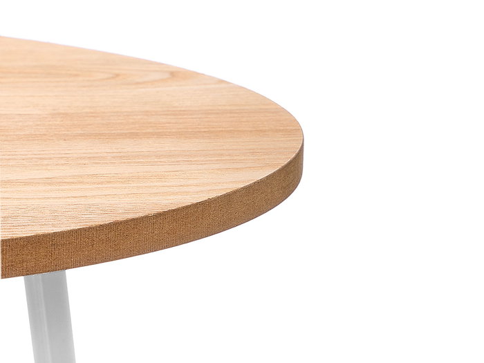 Giftdecor Table d'appoint 40 cm pieds blancs bois naturel et métal (Set de 6)