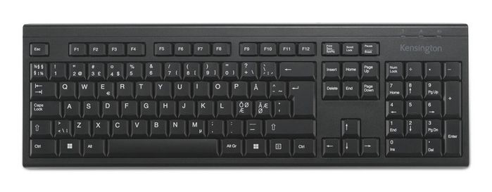 Kensington KB150 EQ - Clavier sans fil 2.4 GHz AZERTY français (pavé numérique) avec chiffrement AES 128 bits, membrane étanche et plastique recyclé - Compatible Windows et macOS